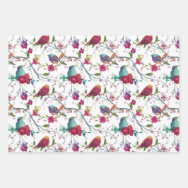 Vögel und Blume Geschenkpapier Set
