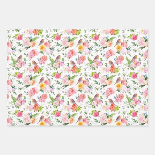 Vögel und Blume Geschenkpapier Set (Vorderseite 2)