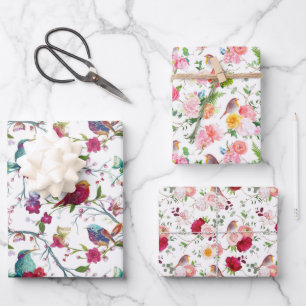 Vögel und Blume Geschenkpapier Set