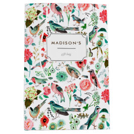 Vögel und Blume | Geschenktasche Mittlere Geschenktüte