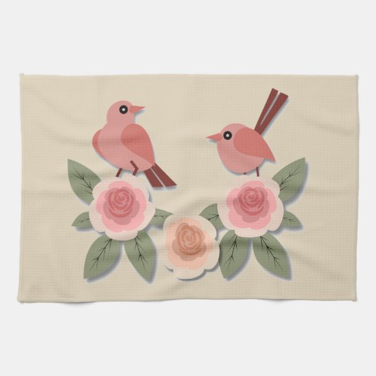 Vögel und Blume Handtuch (Horizontal)
