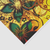 Vögel und Blume im gelben Hintergrund Seidenpapier (Ausschnitt)