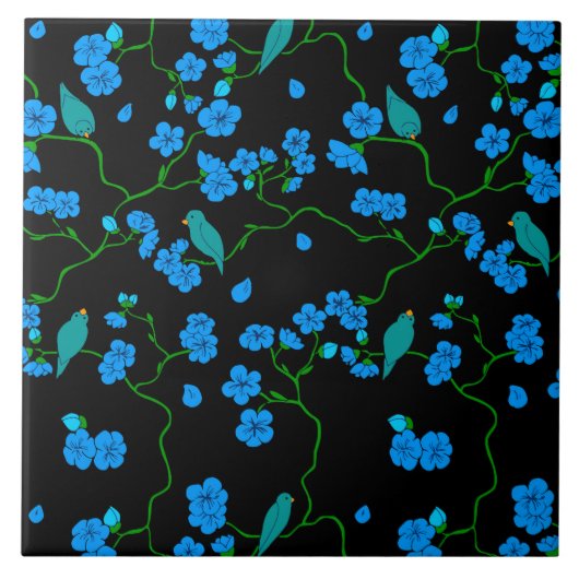 Vögel und Blume Keramik Tile Fliese (Vorderseite)