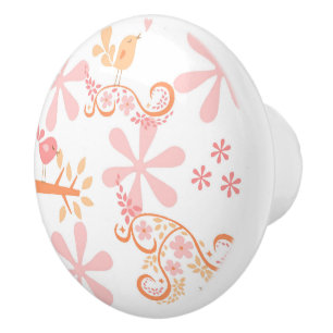 Vögel und Blume Keramikknauf