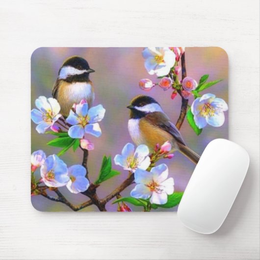 Vögel und Blume, Kunstwerke Mousepad (Mit Mouse)
