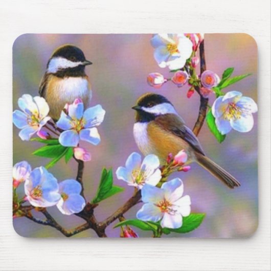 Vögel und Blume, Kunstwerke Mousepad (Vorne)