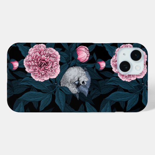 Vögel und Blume mit rosa Birnen und Blätter Case-Mate iPhone Hülle (Rückseite (Horizontal))