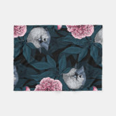 Vögel und Blume mit rosa Birnen und Blätter Fleecedecke (Vorderseite (Horizontal))
