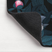 Vögel und Blume mit rosa Birnen und Blätter Mousepad (Ecke)