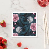 Vögel und Blume mit rosa Birnen und Blätter Serviette (Beispiel)