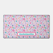 Vögel und Blume Muster Ihr Name Schreibtischunterlage (Vorderseite)