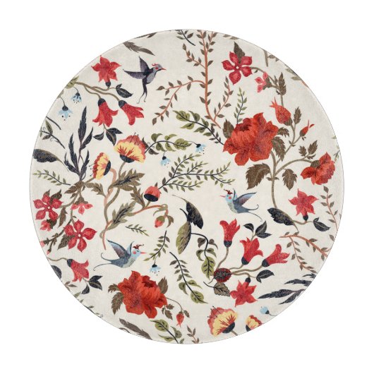 Vögel und Blume: Nahtlose Blumenmuster Schneidebrett (Vorderseite)