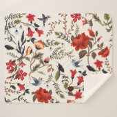 Vögel und Blume: Nahtlose Blumenmuster Sherpadecke (Vorderseite (Horizontal))