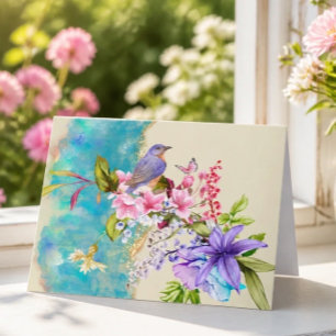 Vogel- und Blume-Note-Karte
