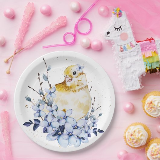 Vögel und Blume Pappteller (Party)