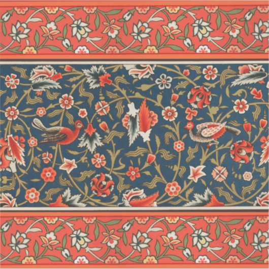 Vogel und Blume Persisches Blaues Muster Aufkleber (Vorderseite)