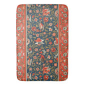 Vogel und Blume Persisches Blaues Muster Badematte (Vorderseite Vertikal)