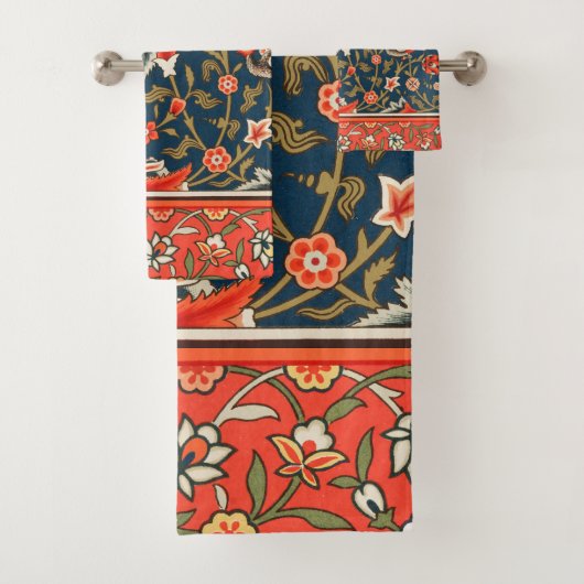 Vogel und Blume Persisches Blaues Muster Badhandtuch Set (Insitu)