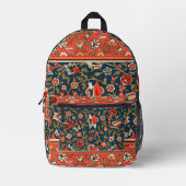 Vogel und Blume Persisches Blaues Muster Bedruckter Rucksack (Vorderseite)
