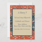 Vogel und Blume Persisches Blaues Muster Einladung (Rückseite)