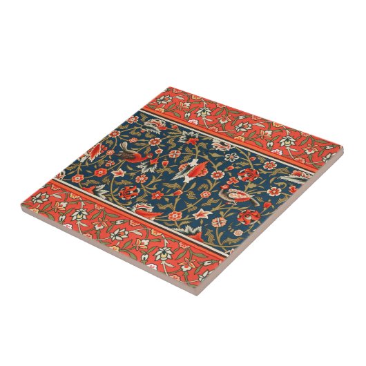 Vogel und Blume Persisches Blaues Muster Fliese (Seite)