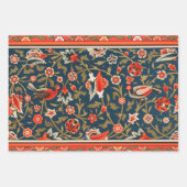 Vogel und Blume Persisches Blaues Muster Geschenkpapier Set (Vorderseite)