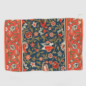 Vogel und Blume Persisches Blaues Muster Golfhandtuch (Horizontal)