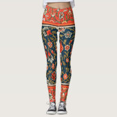 Vogel und Blume Persisches Blaues Muster Leggings (Vorderseite)