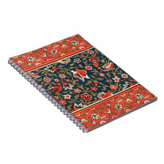 Vogel und Blume Persisches Blaues Muster Notizblock (Rechte Seite)