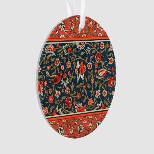 Vogel und Blume Persisches Blaues Muster Ornament (Vorderseite)