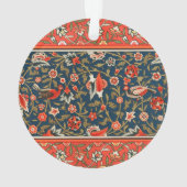 Vogel und Blume Persisches Blaues Muster Ornament (Rückseite)