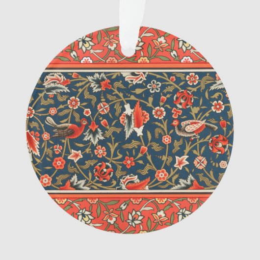 Vogel und Blume Persisches Blaues Muster Ornament (Vorderseite)