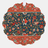 Vogel und Blume Persisches Blaues Muster Ornament Karte (Rückseite)