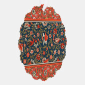 Vogel und Blume Persisches Blaues Muster Ornament Karte (Rechts)