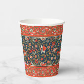 Vogel und Blume Persisches Blaues Muster Pappbecher (Links)