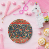 Vogel und Blume Persisches Blaues Muster Pappteller (Party)