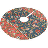 Vogel und Blume Persisches Blaues Muster Polyester Weihnachtsbaumdecke (Schrägansicht)