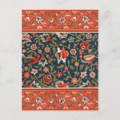 Vogel und Blume Persisches Blaues Muster Postkarte (Vorderseite)