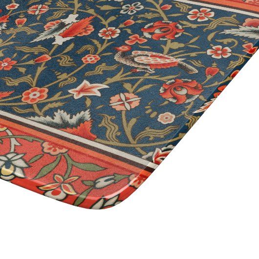 Vogel und Blume Persisches Blaues Muster Schneidebrett (Ecke)