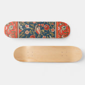 Vogel und Blume Persisches Blaues Muster Skateboard (Horizontal)