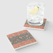 Vogel und Blume Persisches Blaues Muster Steinuntersetzer (Seitenansicht)