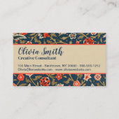 Vogel und Blume Persisches Blaues Muster Visitenkarte (Vorderseite)