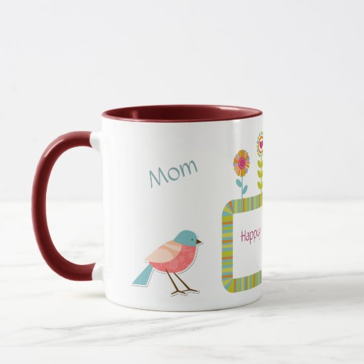 Vögel und Blume Personalisierte Mama Tasse (Links)