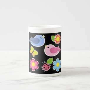 VÖGEL UND BLUME PORZELLANTASSE