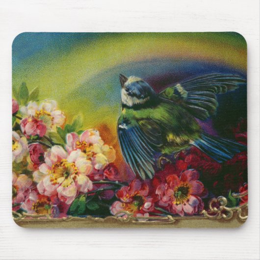 Vogel und Blume Postcard Mousepad (Vorne)