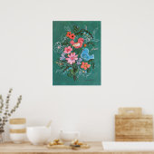Vögel und Blume Poster (Küche)