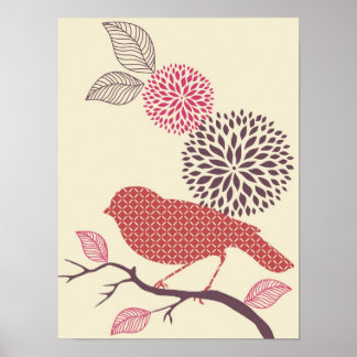 Vogel- und Blume-Poster Poster