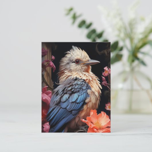 Vögel und Blume Postkarte (Stehend Vorderseite)