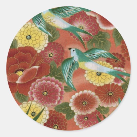 Vögel und Blume Runder Aufkleber (Vorderseite)
