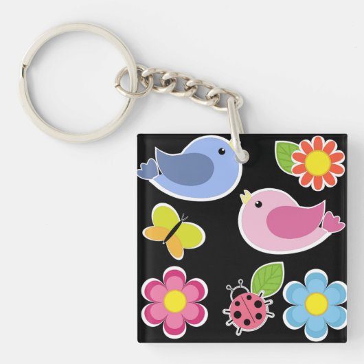 VÖGEL UND BLUME SCHLÜSSELANHÄNGER (Vorderseite)
